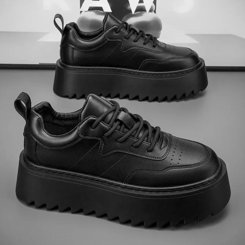 High Top Sneaker Men Designer White Board Shoes Fashion Artificial Leather Breathable Height Increased Flat Platform Sport Shoes