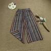 2024 Autumn Plus Size Plaid Cotton Linen Wide-Leg Skirt Pants - Elegant and Casual