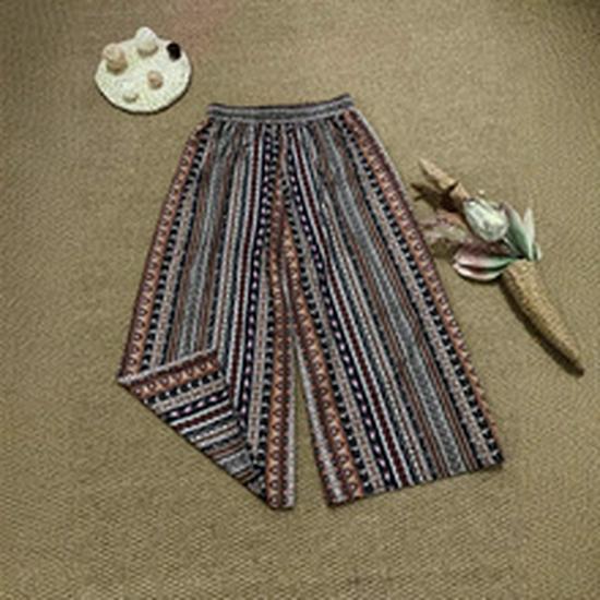 2024 Autumn Plus Size Plaid Cotton Linen Wide-Leg Skirt Pants - Elegant and Casual