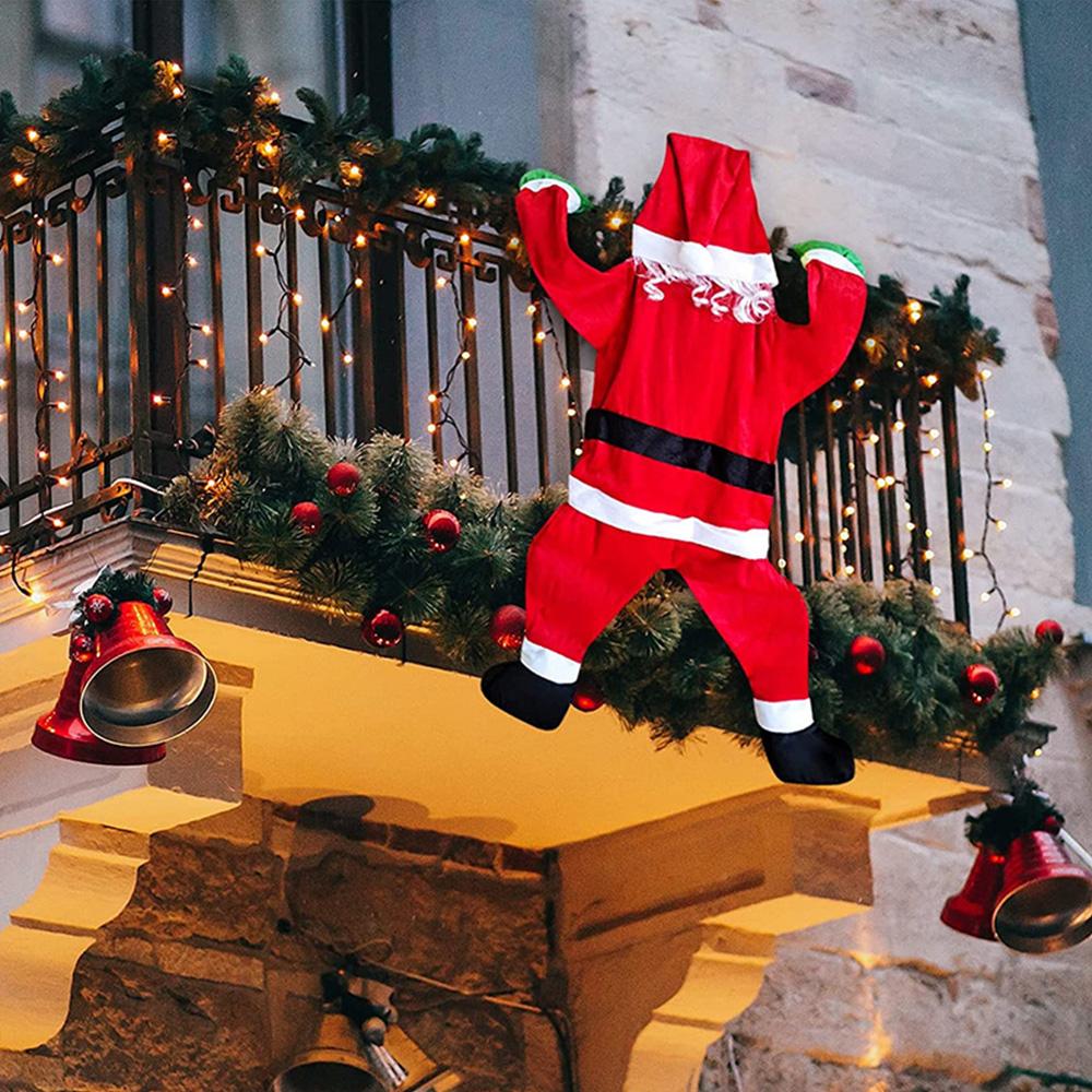 1.7M Velvet Santa Claus Wall Climbing Window Door for Christmas Santa Claus Hanging Window Decor Xmas Hanger Outdoor Decoration