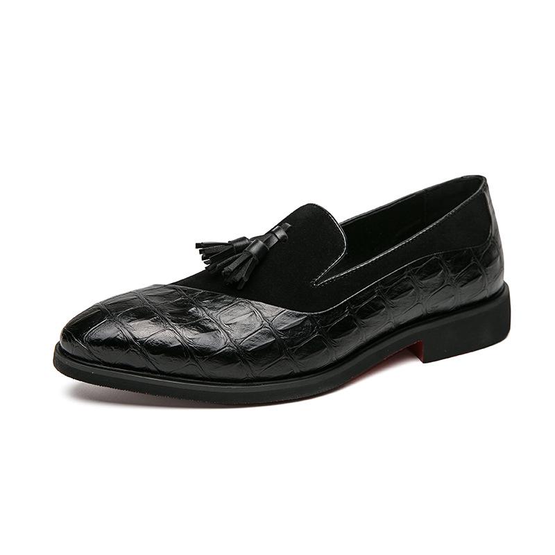 Men s Retro Plus Size Slip-On Pointed Toe Leather Derby Shoes Size 43