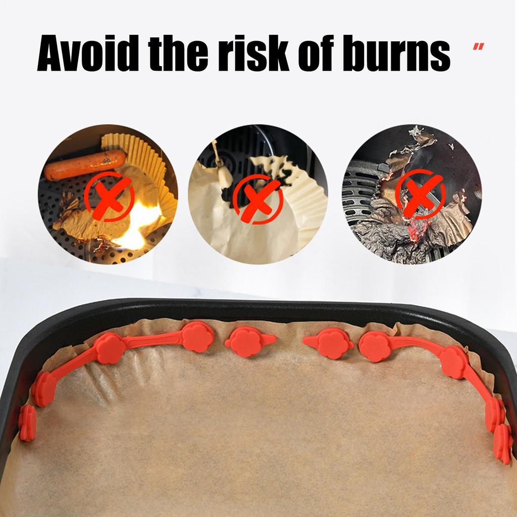 Papír na pečení do horkovzdušné fritézy Silikonové magnety 4 ks Tepelně odolné Magnety na horkovzdušné fritézy Kuchyňské doplňky Pro pečicí papír