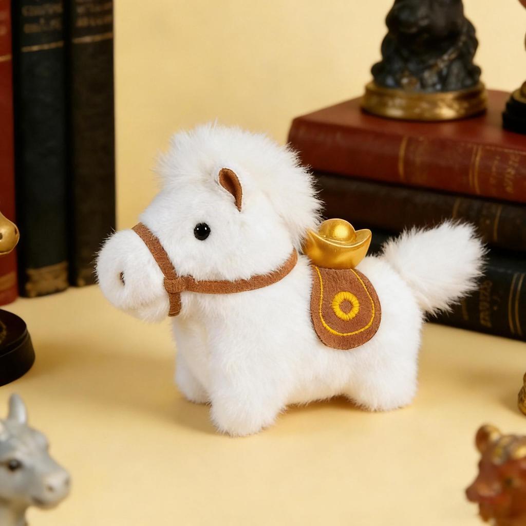 2026 New Year Home Decor Ornaments Chinese yuan Bao Good luck Chinese Plush Horse New Year Mascot Decor for The Year Of Horse