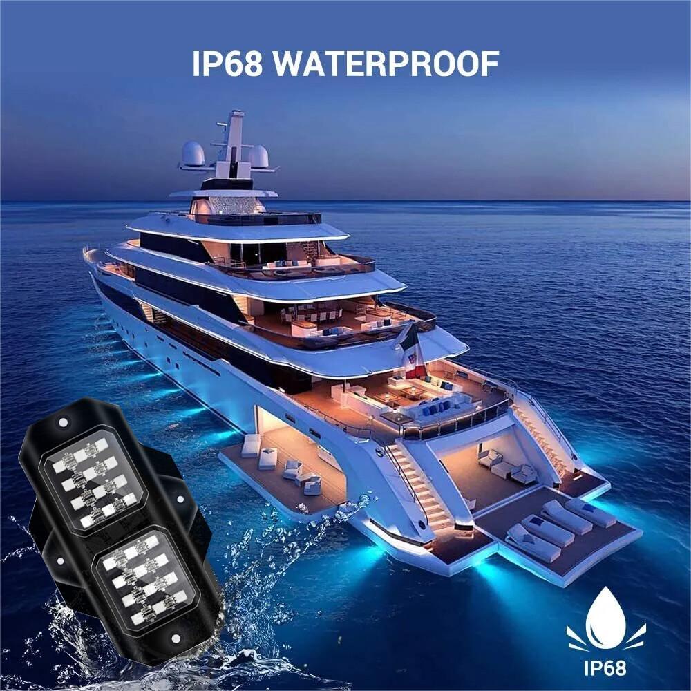 RGB LED Rock Lights 8 Pods 192 LEDs Bluetooth APP Control Music Sync