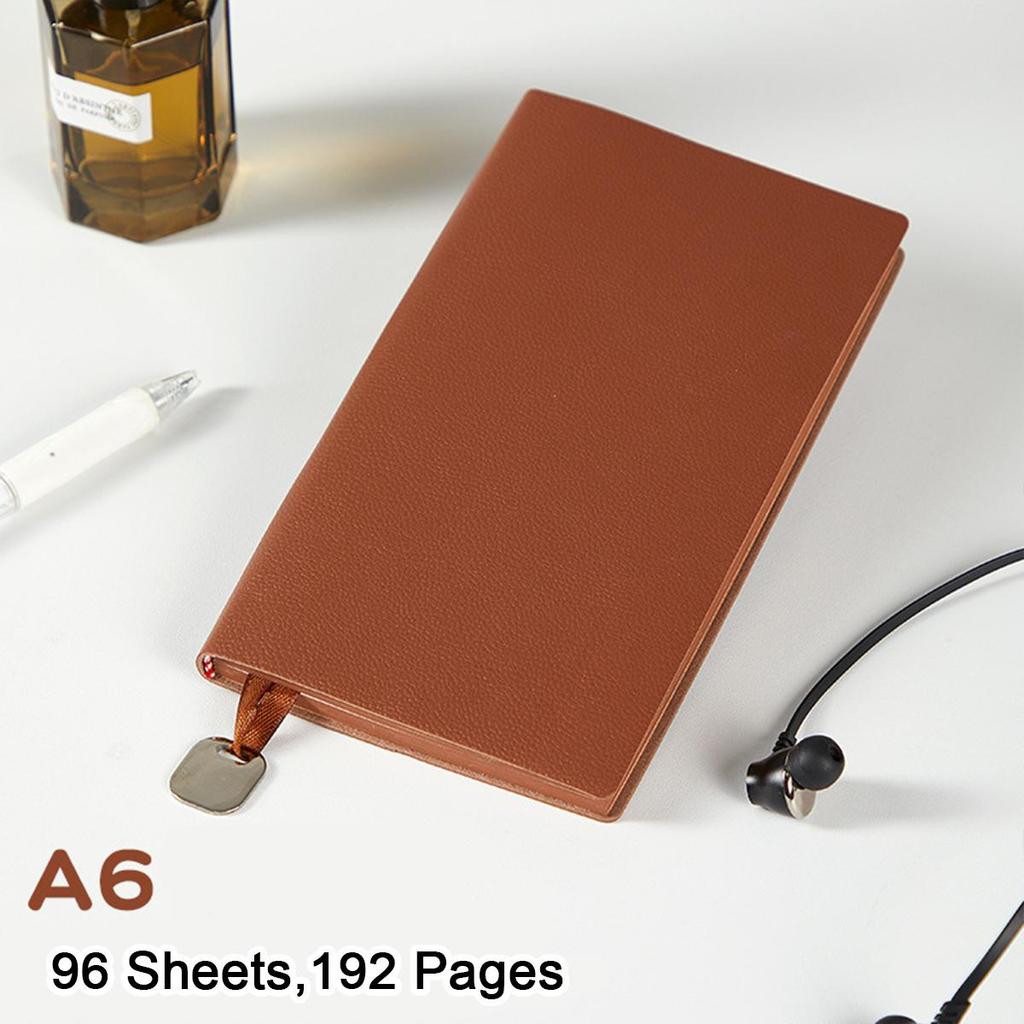 A6 litchi leather thickened student subject notebook, small diary, work notebook, business meeting record book, 96 sheets 192 pages