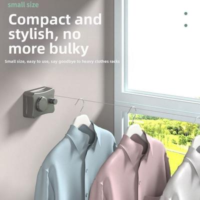 Wall Mounted Retractable Clothesline Non Sagging Stainless Steel Wire Telescopic Clothes Hanger Easy Installation Adjustable