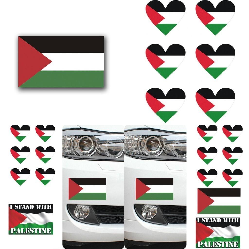 High-quality Pet Material Car Sticker 14cm Palestinian Flag Decal