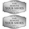 Madrigal Please Remove Your Shoes Sign Sticker,Self Adhesive Vinyl No Shoes Sign Decal Sticker Home House Door Sign(Silver 2Pack)