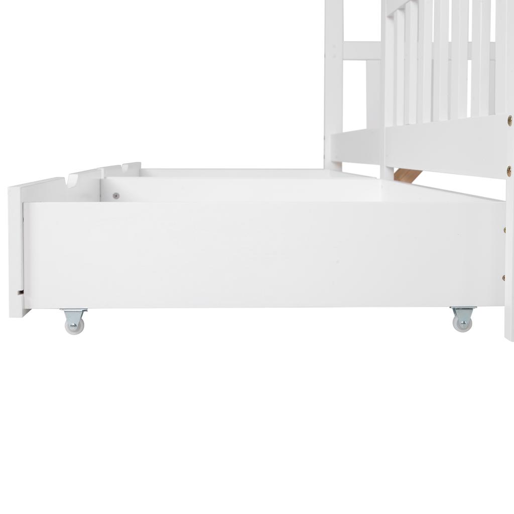 (Not Allowed to Sell on Germany)Beautiful house bed, with 2 drawers, solid wood, slatted frame, with fall protection, white (200x90 cm)