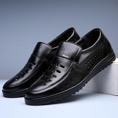 Mode Chaussures Décontractées en Cuir pour Homme Mocassins Slio-ons Creux Homme Chaussures de Ville en Cuir de Vachette de Haute Qualité Sandales d'Été pour Homme d'Âge Moyen/Âgé