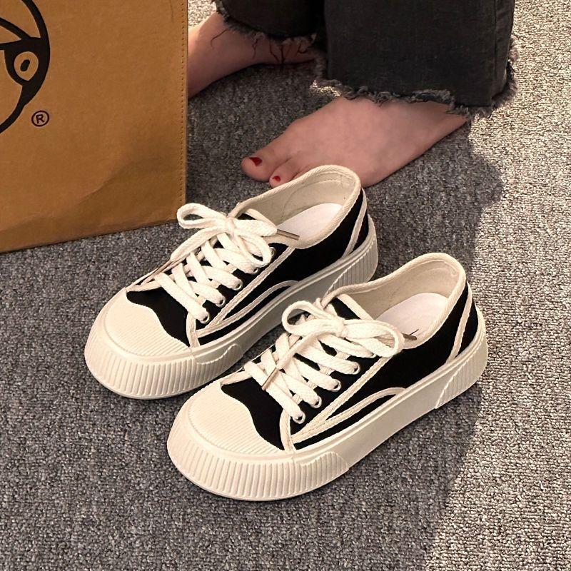 Popular platform canvas shoes spring and autumn ins tide 2025 new niche versatile casual student white shoes women's shoes
