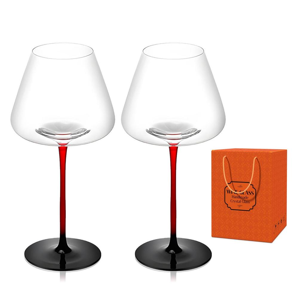 Belly-Shaped Crystal Red Wine Glass Set: Two-Piece High-Stemmed Glasses with Indented Bottom, Perfect for Gifts and Celebrations
