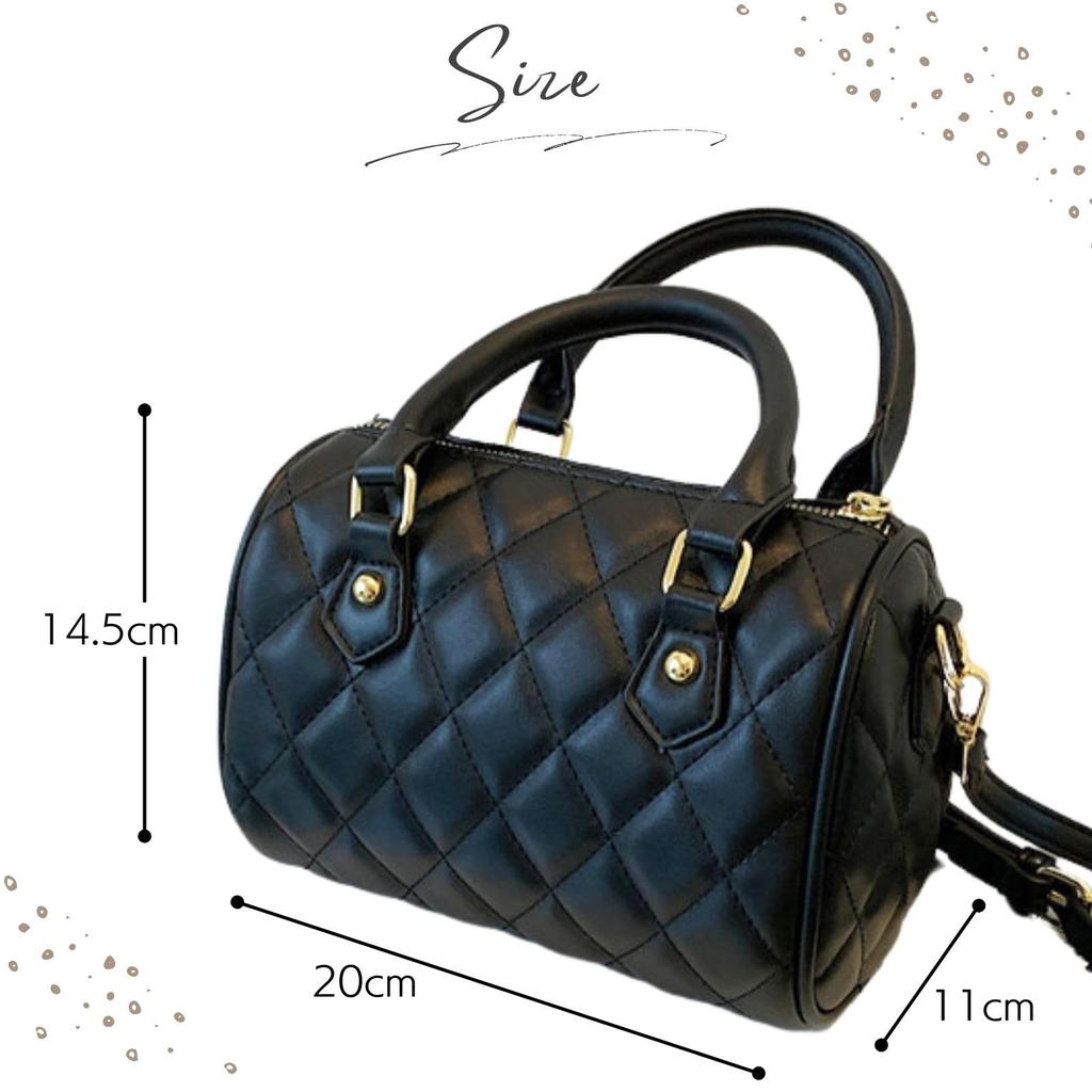 Harujio Quilted Mini Boston Shoulder Boston Horizontal Shoulder Crossbody Popular Bag, Bag, Bag, Bag, Women's, 2-Way, Small, Horizontal, Bag, Bag,