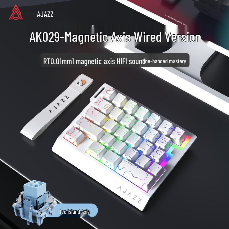 Ajazz AK029 Einhand-Gaming-Tastatur, Magnetischer Rice-Schaft, Hi-Fi, 29 Tasten, RGB, Anpassbar, Hot-Swap-fähig