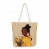 Multifunctional Black Girl  Printed Thick Rope Shoulder Beach Bag 7577