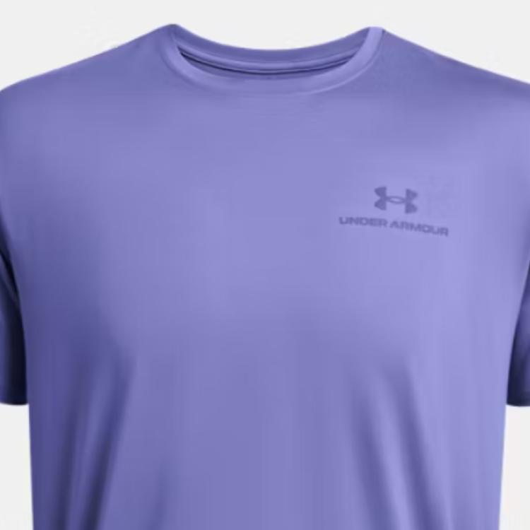 Under Armour Dopamine Letter Logo Print Casual Crew Neck Short Sleeve T-Shirt Men T-Shirts Purple 1383973-561