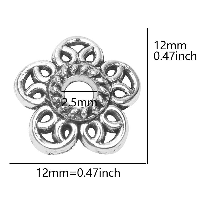 Bouchons de perles en alliage fleurs mélangées pour la fabrication de bijoux Charms Composants pour bijoux DIY Couleur argentée Accessoires vintage faits main