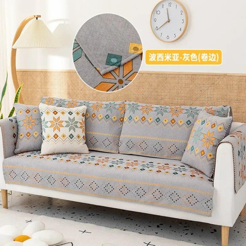 Printed Sofa Cover Four Seasons Universal Chenille Non-Slip Backrest Cover Living Room Sofa Cushion Towel Home Decoration Cover