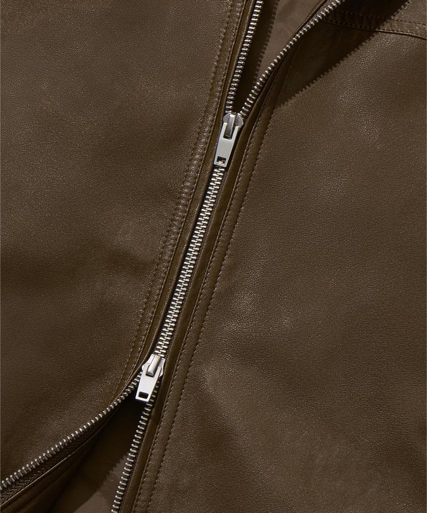 Agod Leather Standard Biker Jacket [Brown]