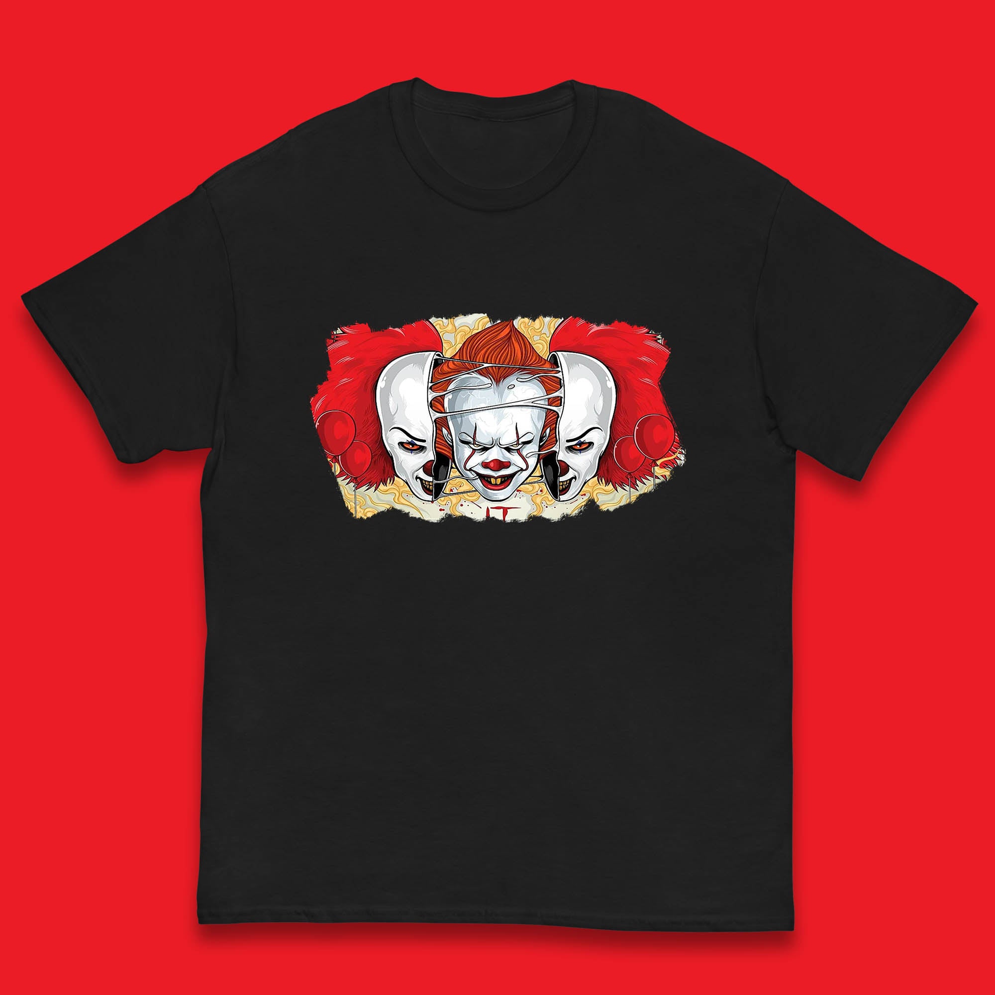 IT Pennywise Clown Halloween Horror Movie Character Evil Clown Costume Serial Killer Kids T Shirt 100