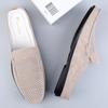 Men Casual Leather Boat Shoes Mens Loafers Hollow Out Shoes Summer New Half Slipper Lazy Flats Muller Shoes Male British Style