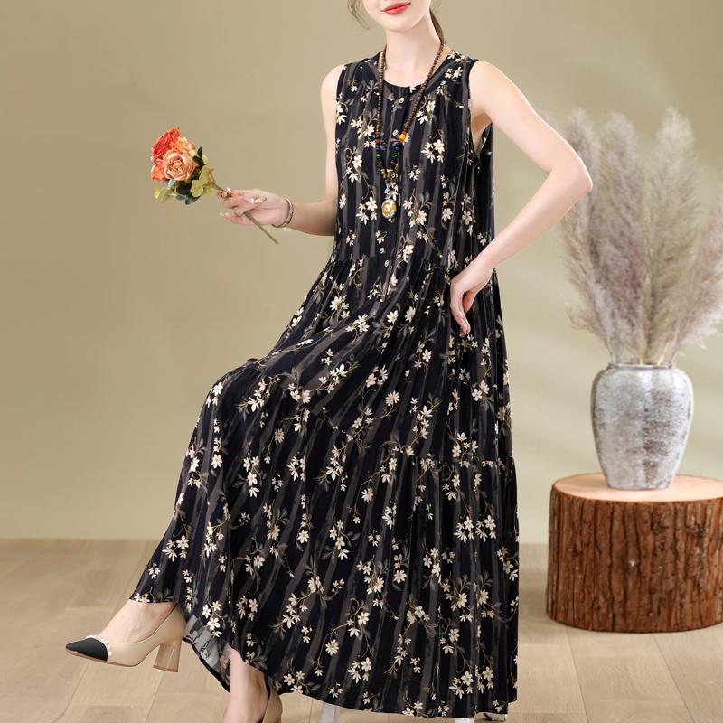 Elegant Woman Summer Dress Casual Loose Plus Size Sleeveless Long Dresses Female Clothing