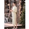 Wildleder-Samt verdickt und elegant Mode lang sieben-Achtel-Ärmel Cheongsam Winter Neu Damen Nationaler Stil Cheongsam