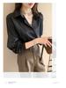 Spring Korean Style Solid Color Long Sleeve Overlap Shirt for Women