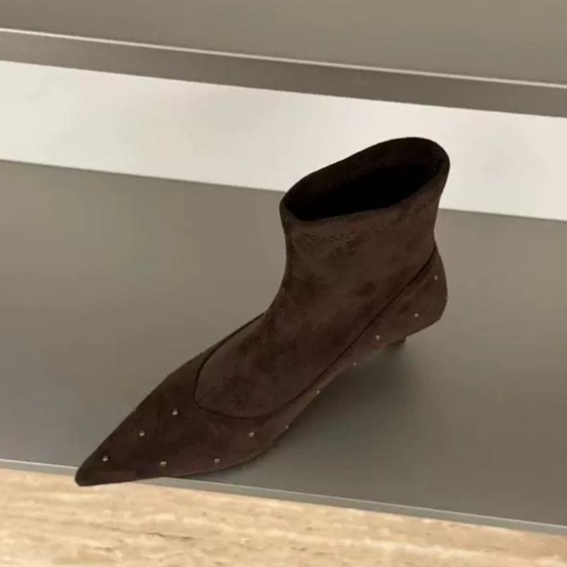 Ankle Boots Women Pointed Toe High Heels Shoes Suede Designer 2025 Trend New Fashion Winter Snow Boots Woman Sexy Pumps Botas