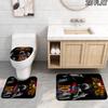Messi 3pcs Pattern Flannel Nonslip Absorbent Washable Decorative Bathroom Home Toilet Seat Cover Mat Set
