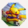 Pikachu Soccer Automatic Open/Close Umbrella   Compact Travel Umbrella, 8 Rib Heavy Duty Construction, Ideal Gift, 129