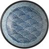 Ruhan Japanese Ceramic 8-inch Deep Plate Set with Sea Wave Pattern