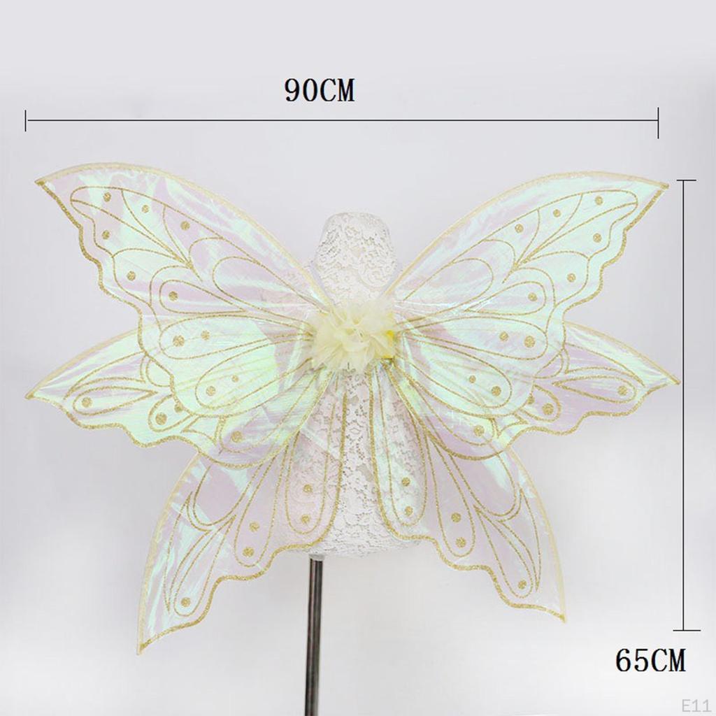 Fairy Wing Costume Dress up Photo Prop Girls Women Angel for Party Carnival 60cmx50cm Argent