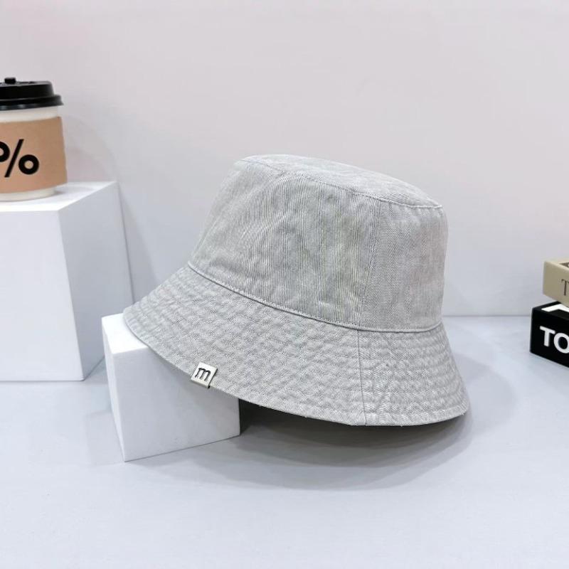 Denim bucket hat men's big brim showing face small girl plain face cover basin hat versatile couple hat