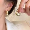 925 Silver Vintage Gold Round Earrings For Women Trendy Earring Jewelry Prevent Allergy Party Accessories Gift