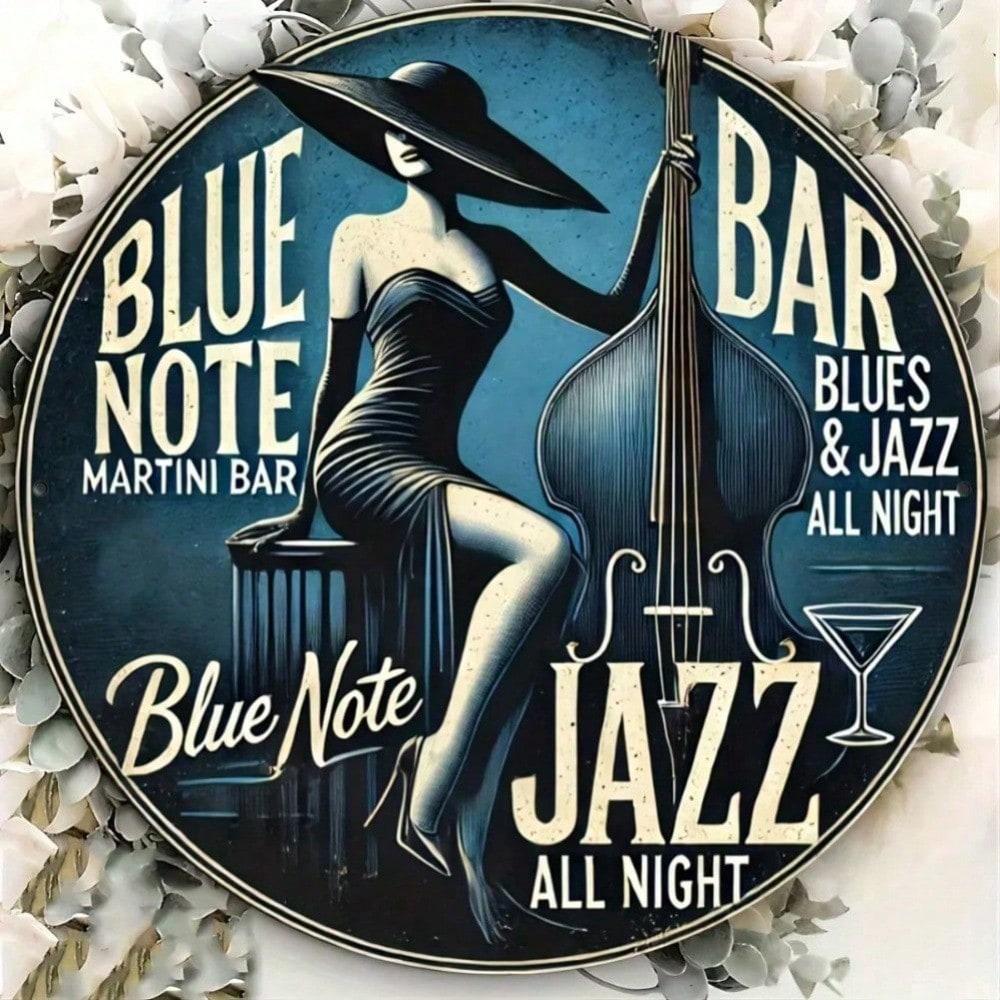 

Vintage Blue Note Jazz Bar Aluminum Wall Art, Retro Music Club Tin Sign, Easy Hang Durable Home Decor 20x20 різнокольоровий