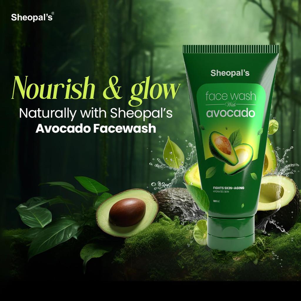 Sheopals Natural Face Wash | Brightening, Acne-Fighting & Deep Cleansing | Paraben-Free, Sulfate-Free, For All Skin Types - 100ml (Avocado facewash)