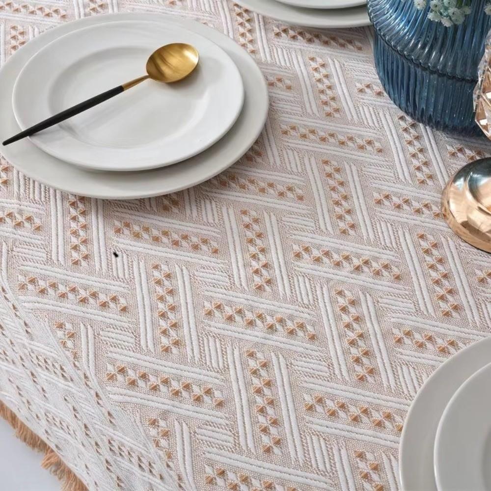 Decorative Tea Table Cover Fringe Edge Rectangular Tablecloth Retro Cloth Deskcloth Home Textile