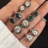 5 Pairs Round Waterdrop Shape Ear Studs Set Women Retro Party Earrings Jewelry
