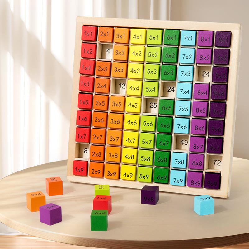 Wooden Multiplication Table Puzzle Educational Math Toy For Kids With Colorful Design