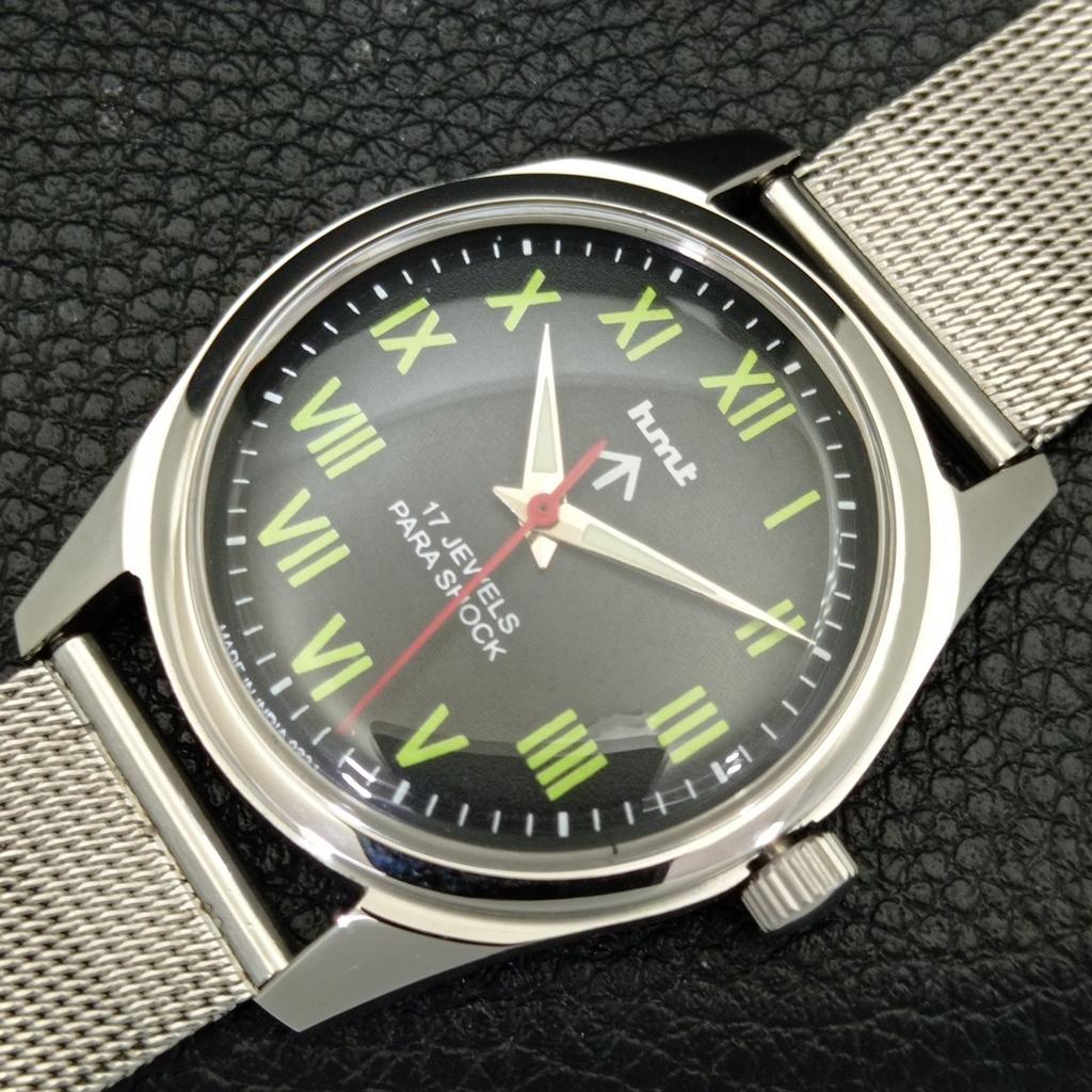 HAND-WINDING VINTAGE HMT INDIAN MENS BLACK COLOR DIAL WATCH A440962-4