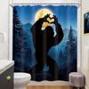 Bigfoot Duschvorhang Mondlicht Wald Silhouette Monster Tierwelt Szene Nachthimmel Badezimmer Dekoration Wasserdichtes Gewebe Mysterietier