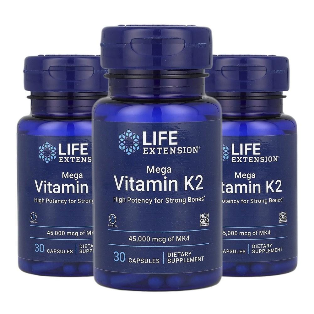 Life Extension Vitamin K Mega Vitamin K2 45,000mcg Capsules 30 Tablets 2+1 3 pcs