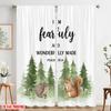 2pcs 2D Flat Printing Curtain Fearfully Wonderfully Made Fabric Without Electricity Festive Curtains Use for Festive Wall Decor
