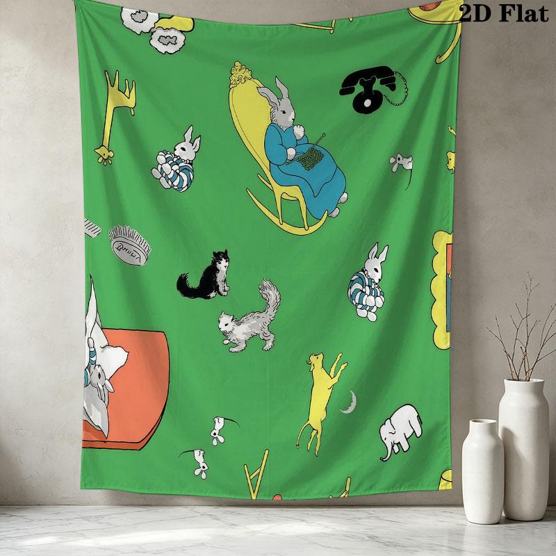 Goodnight Moon Wall Tapestry Aesthetic Wall Hanging Printed Fabric Blanket Decorative Tapestries For Bedroom Living Room Home Decor
