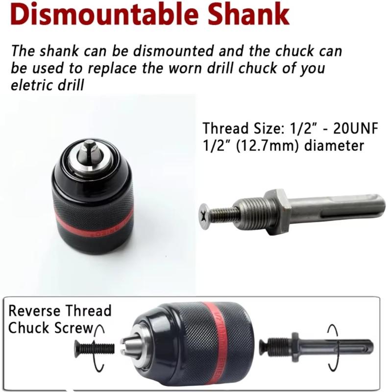 4Pcs Heavy Duty Metal Drill Chuck Adapter Set With Universal Adapters Fits Multiple Power Tools For Diy Woodworking Projects