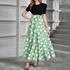 Women's Fashion Casual Belt Short Sleeve Round Neck Print Stitching Elegant Temperament Dress