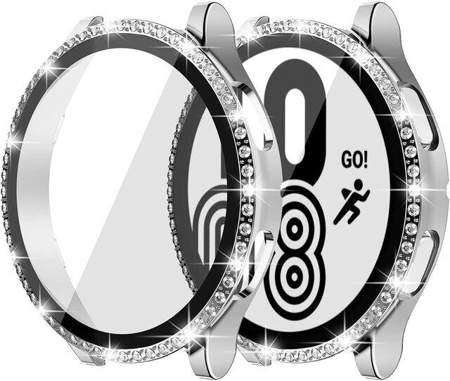 Custodia Cover + Proteggi schermo per Samsung Galaxy Watch 4 Accessori PC Vetro completo + Custodia Watch4 44mm 40mm