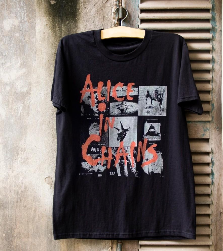 Alice In Chains  Albums Montage Unisex Black T-shirt Size S-5XL Unisex T-Shirt S