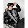 Men's Winter Hooded PU Leather Jacket with Fur Collar - Trendy, Loose, Versatile, Plus Velvet, Thickened for Warmth